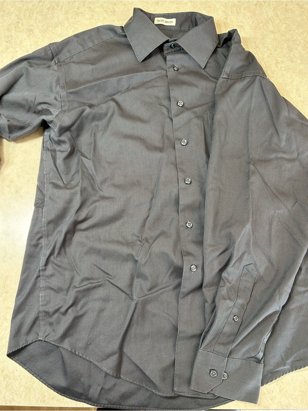 Pronto Uomo Non Iron Dress Shirt Men’s Large Gray Micro Check Long Sleeve